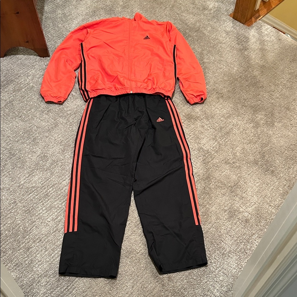 Adidas Vibrant Coral and Black Athletic Set